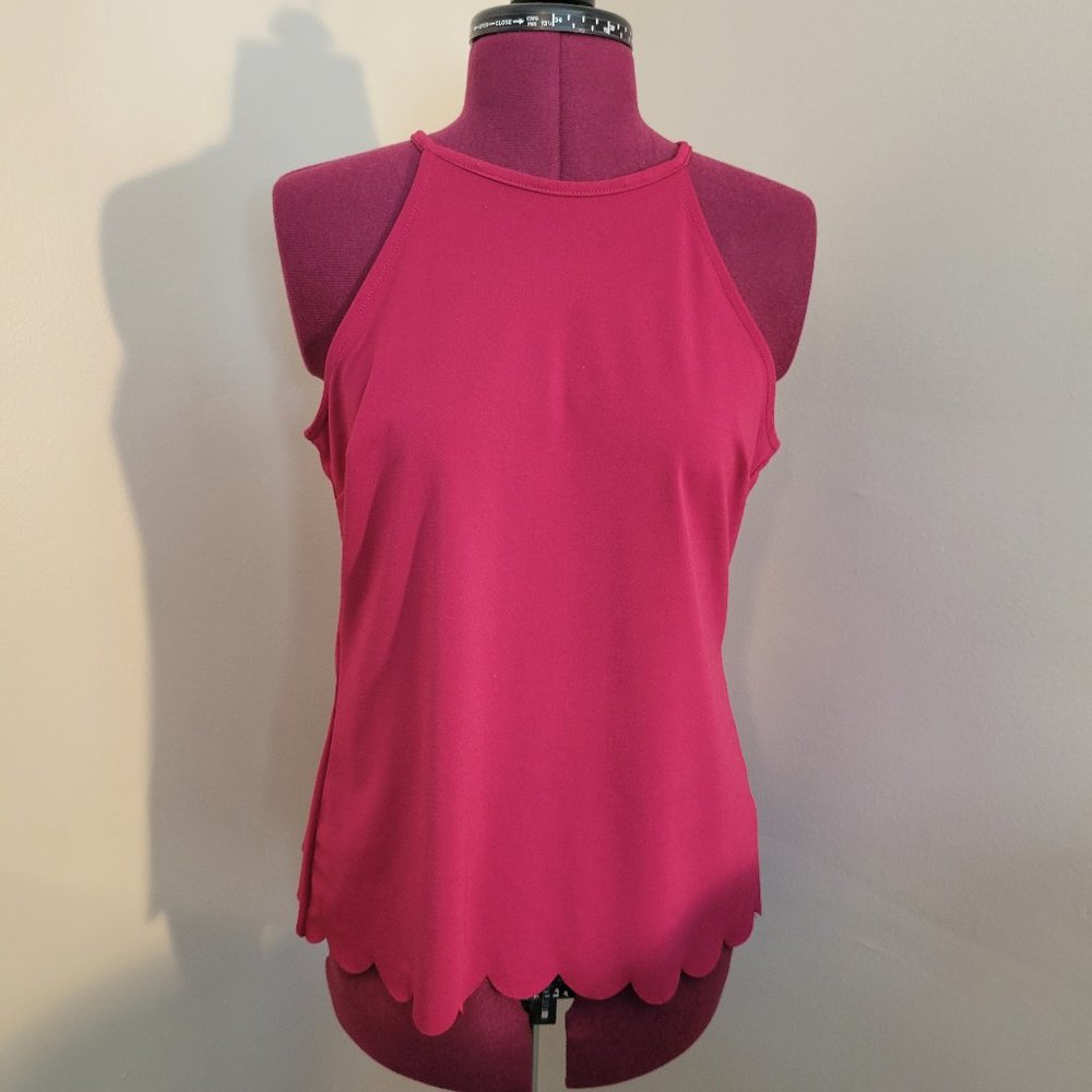 Women's Candie's Pink High-necked Racerback Blouse, Small
